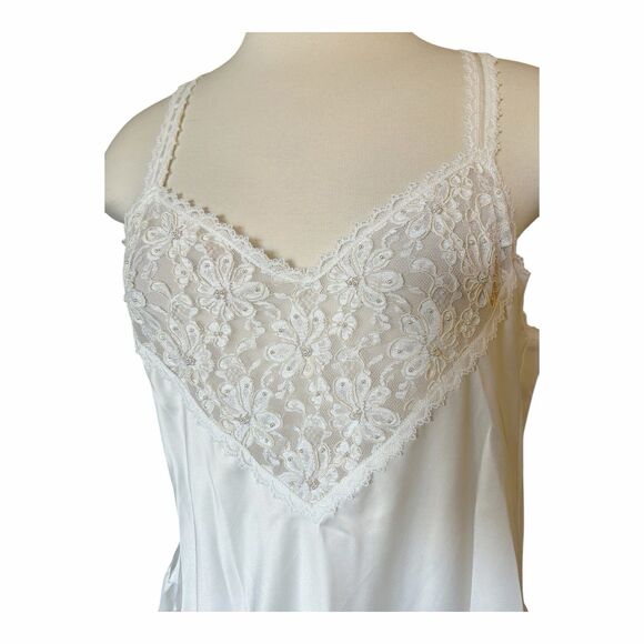 Delicates VTG Peignoir Silky Nightgown & Robe Set Sz L Ivory Lace - Picture 5 of 9